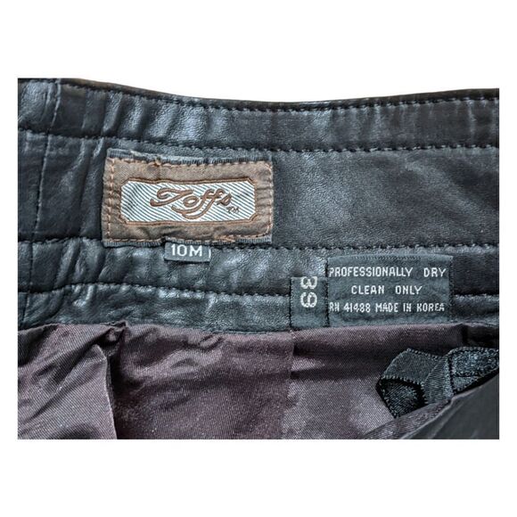 TOFFS Vintage Ultra High Waisted Black Genuine Leather Pants Size 10 M - Picture 5 of 6